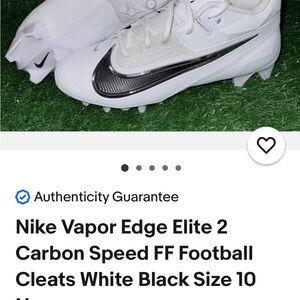 Nike Vapor Edge Elite 360 Carbon Speed Football Cleats - White and Black